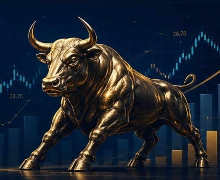 Charging golden bull — market momentum